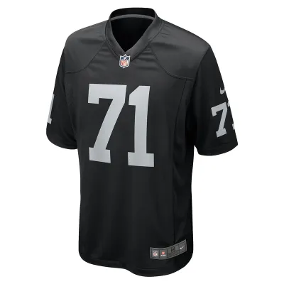 Men's Las Vegas Raiders Justin Herron Nike Black Team Game Jersey 01