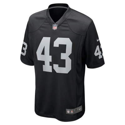 Men's Las Vegas Raiders Kanai Mauga Nike Black Team Game Jersey 01