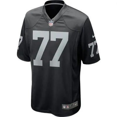 Men's Las Vegas Raiders Kolton Miller Nike Black Game Player Jersey 01