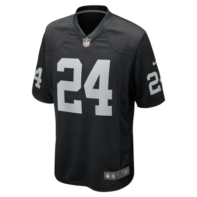 Men's Las Vegas Raiders Marcus Peters Nike Black Team Game Jersey 01