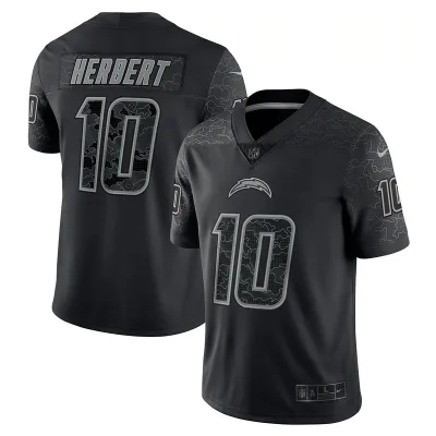 Men's Los Angeles Chargers Justin Herbert Nike Black RFLCTV Limited Jersey 01