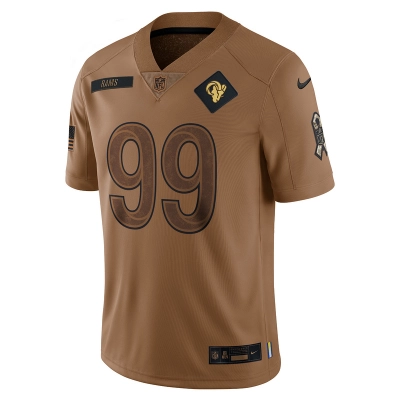 Men's Los Angeles Rams Aaron Donald Nike Brown 2023 Salute To Service Limited Jersey 01