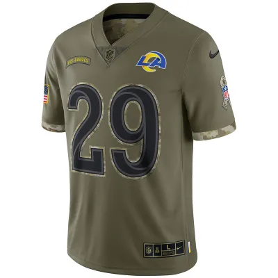 Los Angeles Rams Eric Dickerson Nike Olive 2022 Salute To Service Retired Player Limited Jersey 01