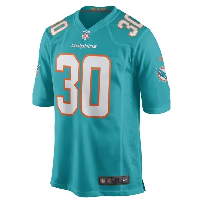 Men's Miami Dolphins Alec Ingold Nike Aqua Game Player Jersey 01