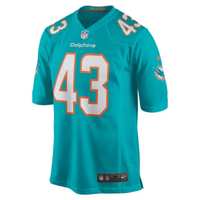 Men's Miami Dolphins Andrew Van Ginkel Nike Aqua Game Jersey 01