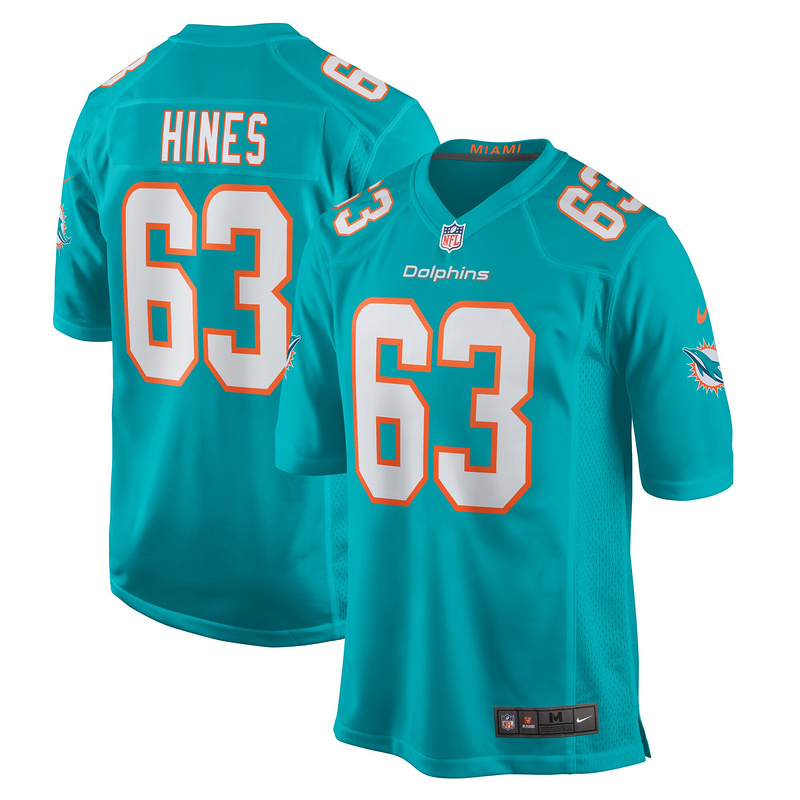Men's Miami Dolphins Chasen Hines Nike Aqua Team Game Jersey