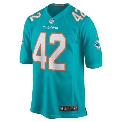 Men's Miami Dolphins Clayton Fejedelem Nike Aqua Game Jersey 01