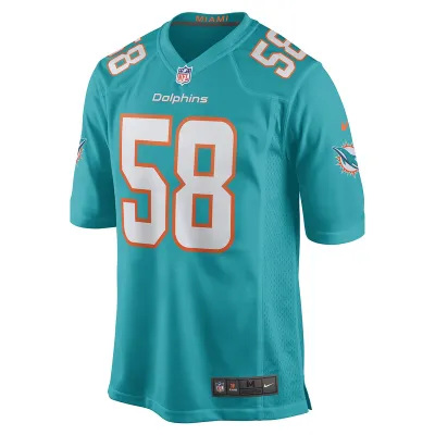 Men's Miami Dolphins Connor Williams Nike Aqua Game Player Jersey 01