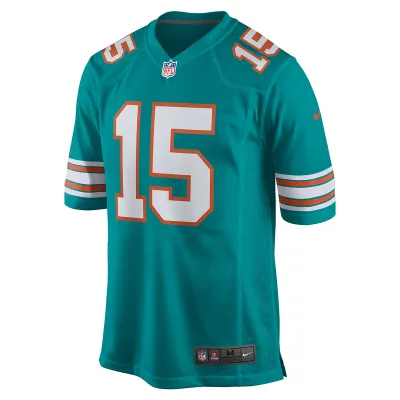 Men's Miami Dolphins Jaelan Phillips Nike Aqua Alternate Game Jersey 01