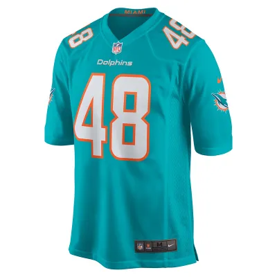 Men's Miami Dolphins Jake Bargas Nike Aqua Home Game Player Jersey 01