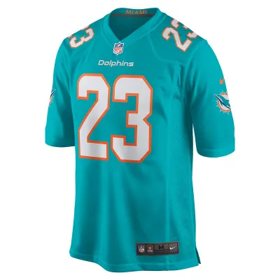 Men's Miami Dolphins Jeff Wilson Jr. Nike Aqua Game Player Jersey 01