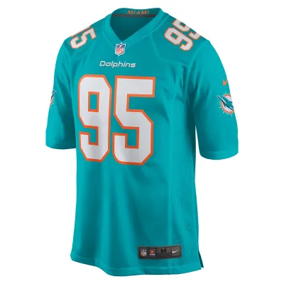 Men's Miami Dolphins Josiah Bronson Nike Aqua Home Game Player Jersey 01