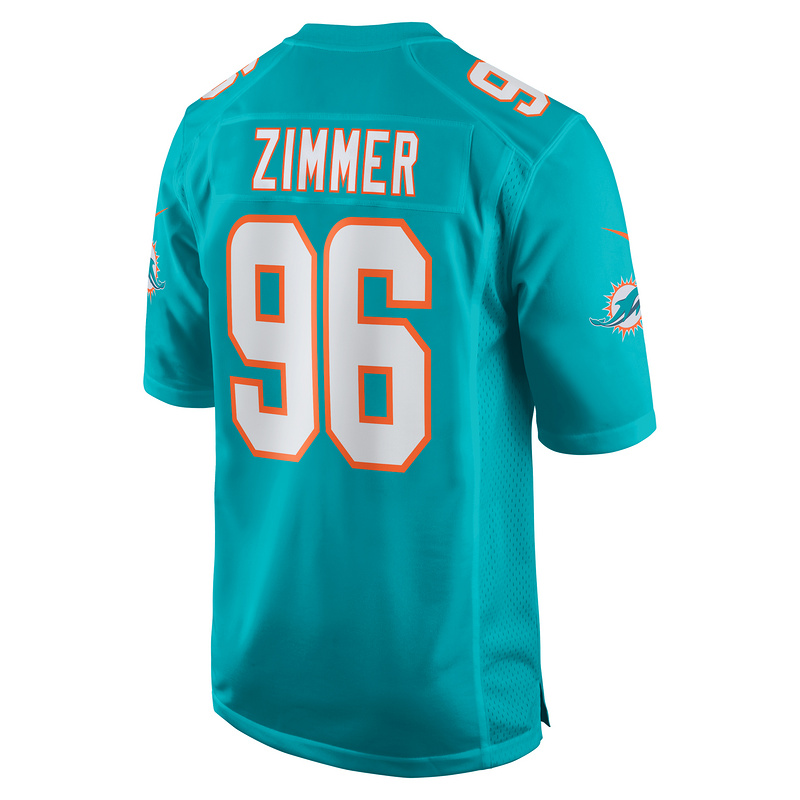 Men's Miami Dolphins Justin Zimmer Nike Aqua Home Game Player Jersey