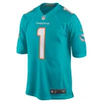 Men's Miami Dolphins Number 1 Dad Nike Aqua Game Jersey