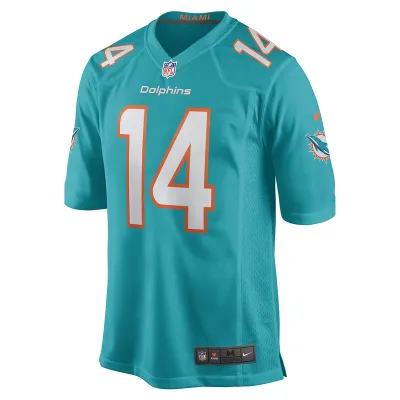 Men's Miami Dolphins Trent Sherfield Nike Aqua Game Player Jersey 01