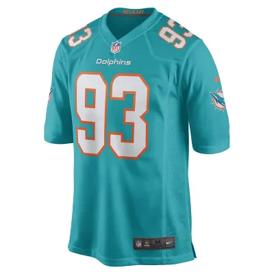 Men's Miami Dolphins Trey Flowers Nike Aqua Game Player Jersey 01