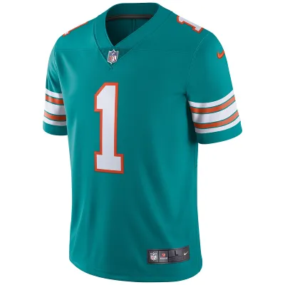 Men's Miami Dolphins Tua Tagovailoa Nike Aqua Alternate Vapor Limited Jersey 01