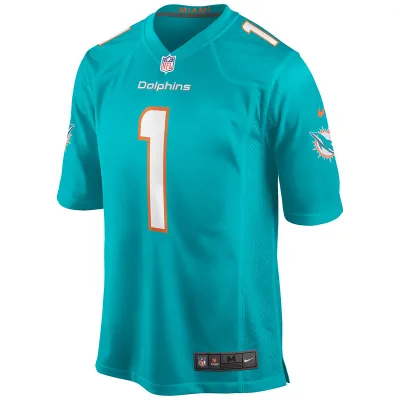 Men's Miami Dolphins Tua Tagovailoa Nike Aqua Game Jersey 01