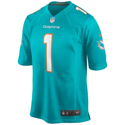Men's Miami Dolphins Tua Tagovailoa Nike Aqua Player Game Jersey 01