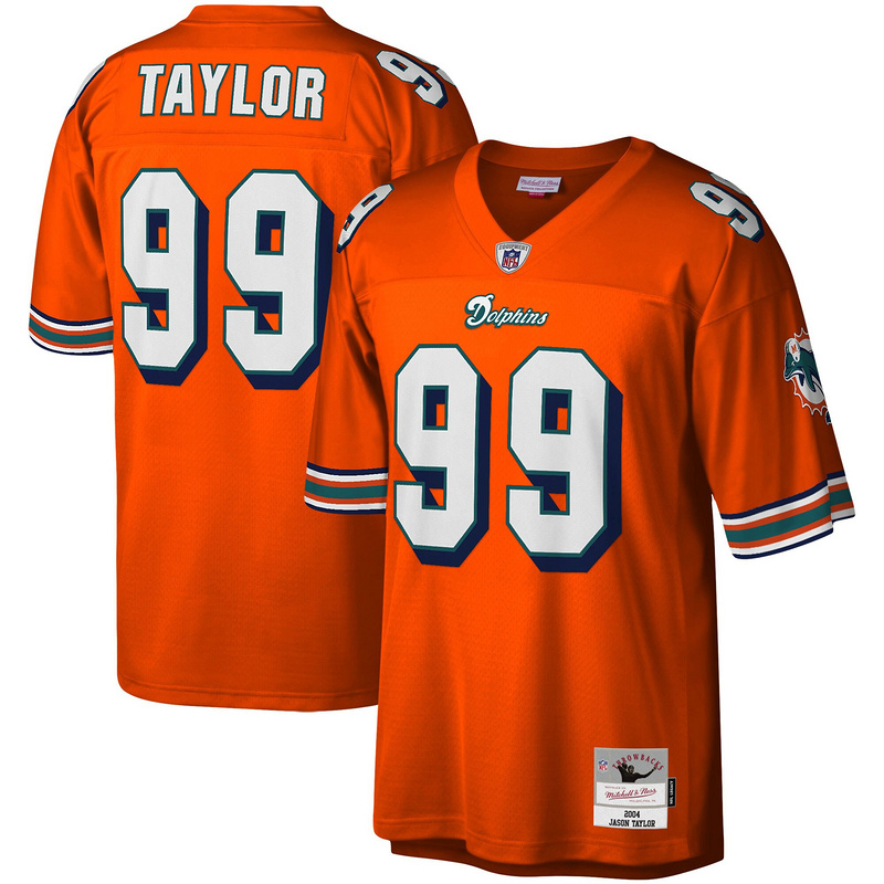 Miami Dolphins Jason Taylor Mitchell & Ness Orange Big &Tall 2004 Retired Player Replica Jersey