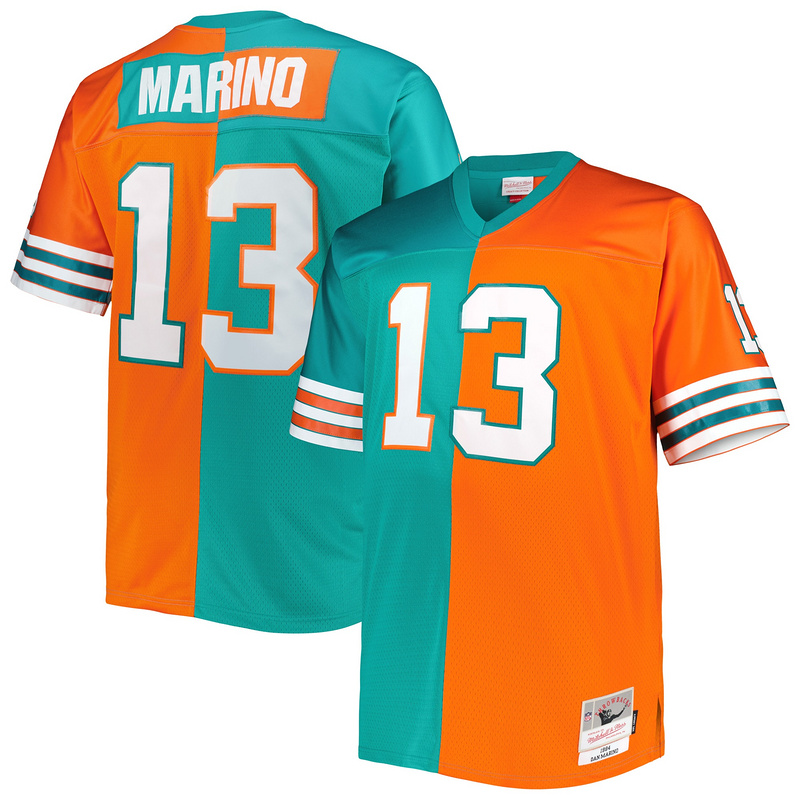 Dan Marino Mitchell & Ness AquaOrange Big & Tall Split Legacy Retired Player Replica Jersey