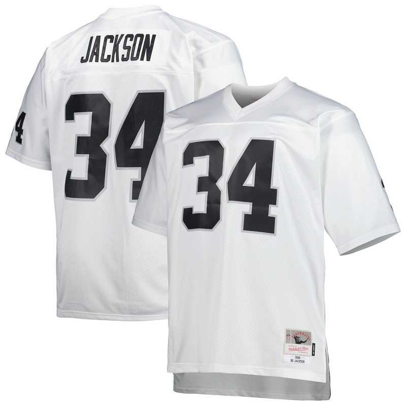 Men's Raiders Bo Jackson Mitchell & Ness White Big & Tall 1988 Retired Player Replica Jersey