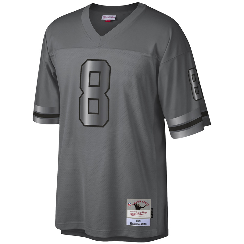 Men's Archie Manning Mitchell & Ness Charcoal 1979 Retired Player Metal Legacy Jersey