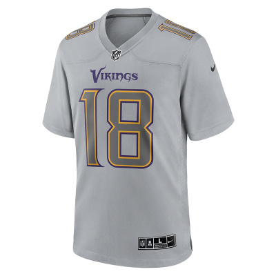 Men's Minnesota Vikings Justin Jefferson Nike Gray Atmosphere Fashion Game Jersey 01