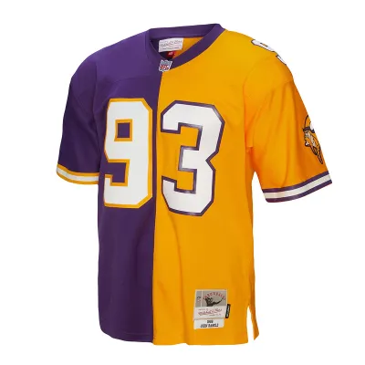Men's Minnesota Vikings John Randle Mitchell & Ness PurpleGold 1998 Split Legacy Replica Jersey 01