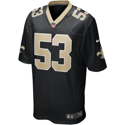 Men's New Orleans Saints Zack Baun Nike Black Game Player Jersey 01