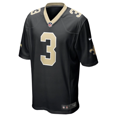 Men's New Orleans Saints Jake Haener Nike Black Team Game Jersey 01