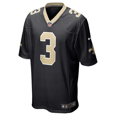Men's New Orleans Saints Wil Lutz Nike Black Game Jersey 01