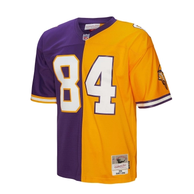 Men's Minnesota Vikings Randy Moss Mitchell & Ness PurpleGold 1998 Split Legacy Replica Jersey 01