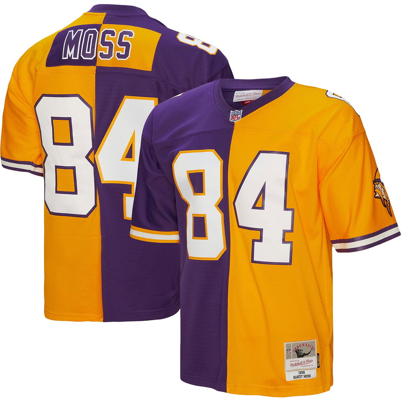 Men's Minnesota Vikings Randy Moss Mitchell & Ness PurpleGold 1998 Split Legacy Replica Jersey