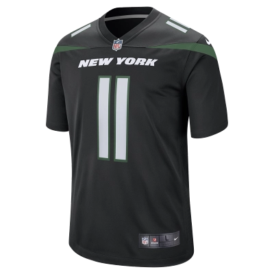 Men's New York Jets Jermaine Johnson II Nike Stealth Black Alternate Game Jersey 01