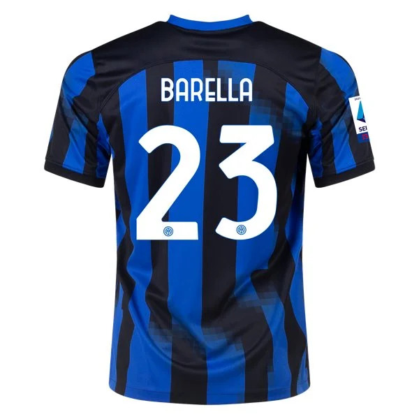 Men's Replica Nike Barella Inter Milan Home Jersey 2324