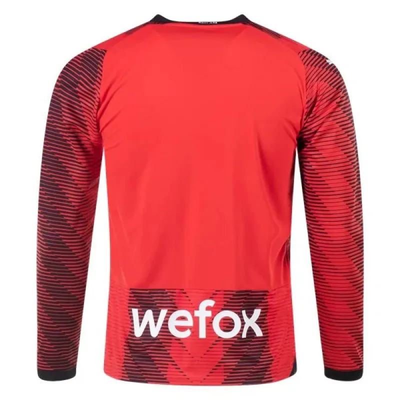 Men's Replica Puma AC Milan Long Sleeve Home Jersey 2324