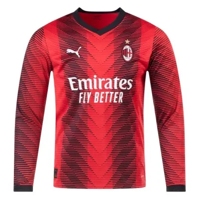 Men's Replica Puma AC Milan Long Sleeve Home Jersey 2324 01