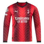 Men's Replica Puma AC Milan Long Sleeve Home Jersey 2324 - UCL