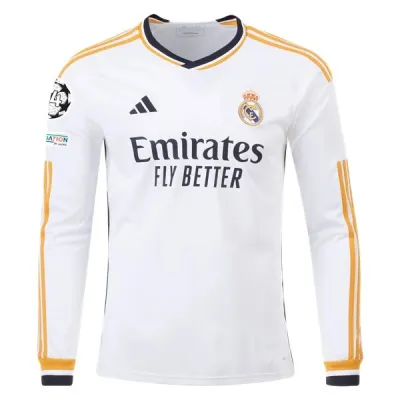 Men's Replica Adidas Arda Guler Real Madrid Long Sleeve Home Jersey 2324 01