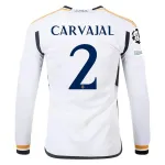 Men's Replica Adidas Carvajal Real Madrid Long Sleeve Home Jersey 2324