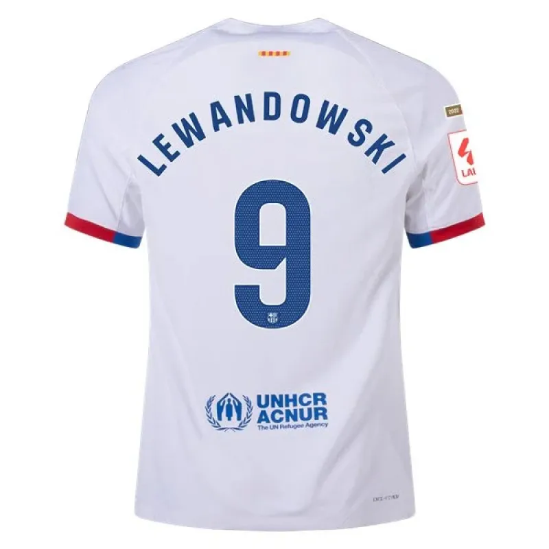 Men's Authentic Nike Lewandowski Barcelona Away Jersey 2324