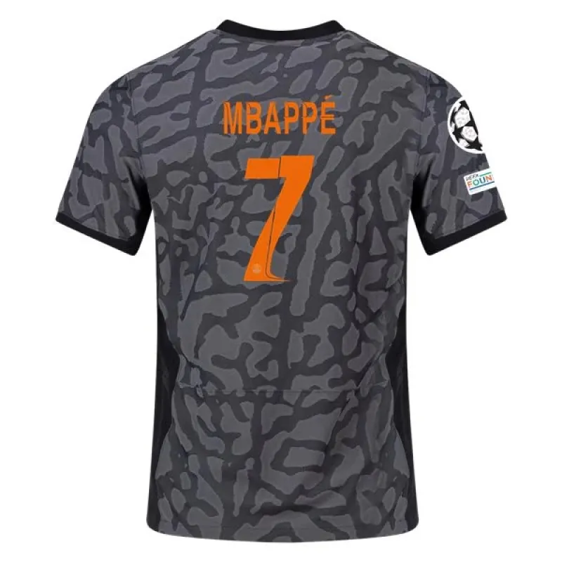 Men's Authentic Nike Mbappe Paris Saint-Germain Third Jersey 2324 - UCL