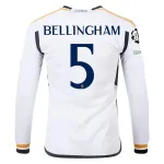 Men's Replica Adidas Bellingham Real Madrid Long Sleeve Home Jersey 2324
