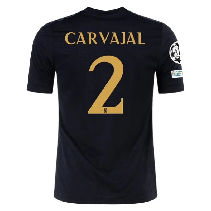 Men's Replica Adidas Carvajal Real Madrid Lifestyler Third Jersey 2324 - UCL