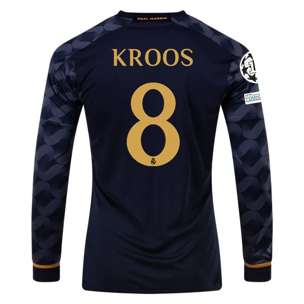 Men's Replica Adidas Kroos Real Madrid Long Sleeve Away Jersey 2324