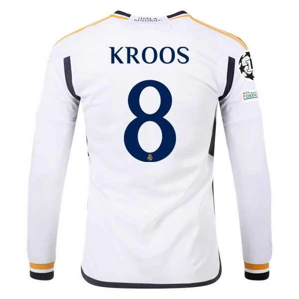 Men's Replica Adidas Kroos Real Madrid Long Sleeve Home Jersey 2324