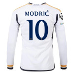 Men's Replica Adidas Modric Real Madrid Long Sleeve Home Jersey 2324