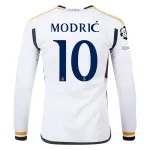 Men's Replica Adidas Modric Real Madrid Long Sleeve Home Jersey 2324
