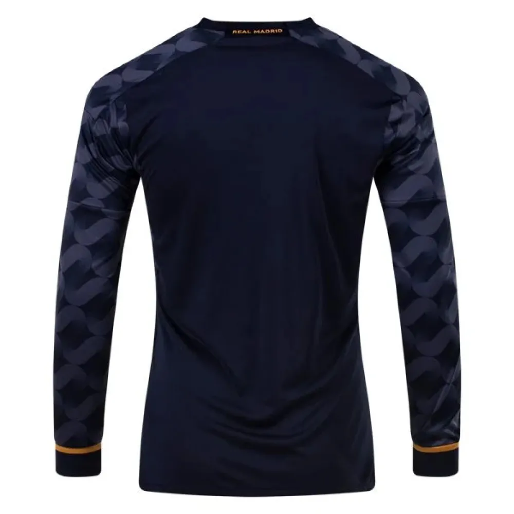 Men's Replica Adidas Real Madrid Long Sleeve Away Jersey 2324